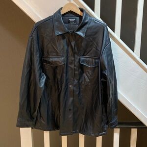 Streetwear Society Black Faux Leather Shirt Jacket